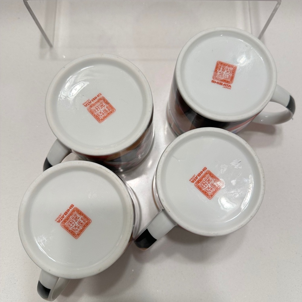 Vintage Shibata Honjo Japan Op Art Eye Mugs Set of 4 Mid Century Modern Pop Art - Picture 12 of 12